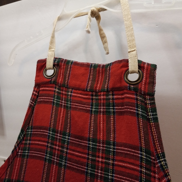 Mud Pie Plaid Merry Christmas Holidays Red Santa Front Pockets Apron - Picture 4 of 14